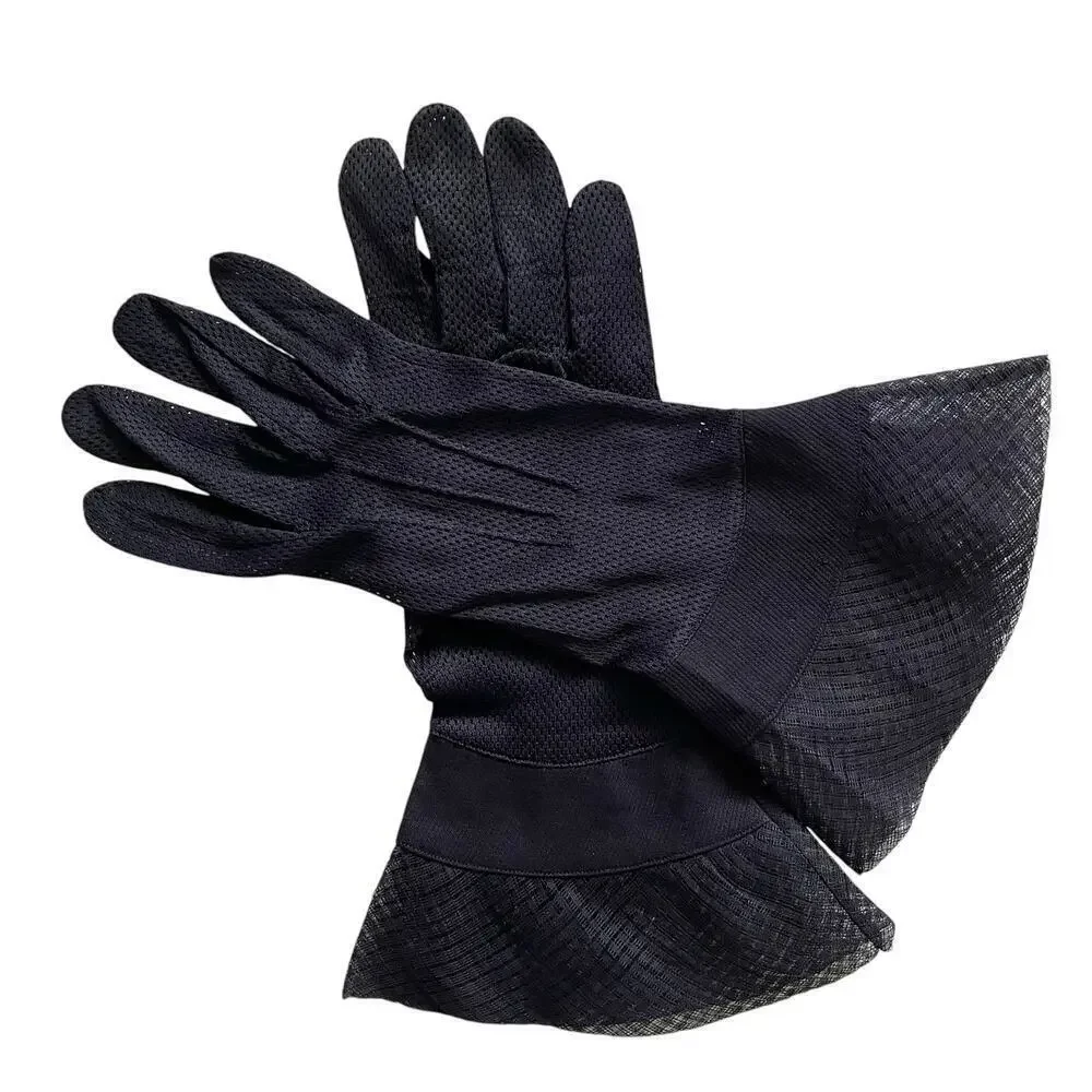 Vintage Navy Blue Mesh Gauntlet Womens Evening Gloves Size 6 - Made in Saxony